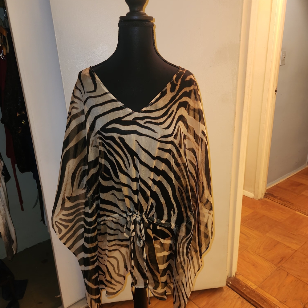 Ralph Lauren Black and Cream Zebra Print Tunic